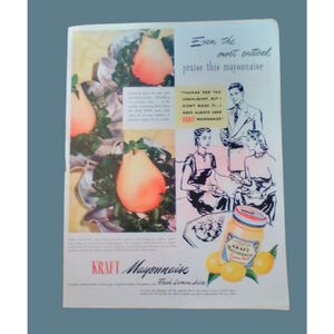Vintage 1947 Kraft Mayonnaise Print Ad Advertising
